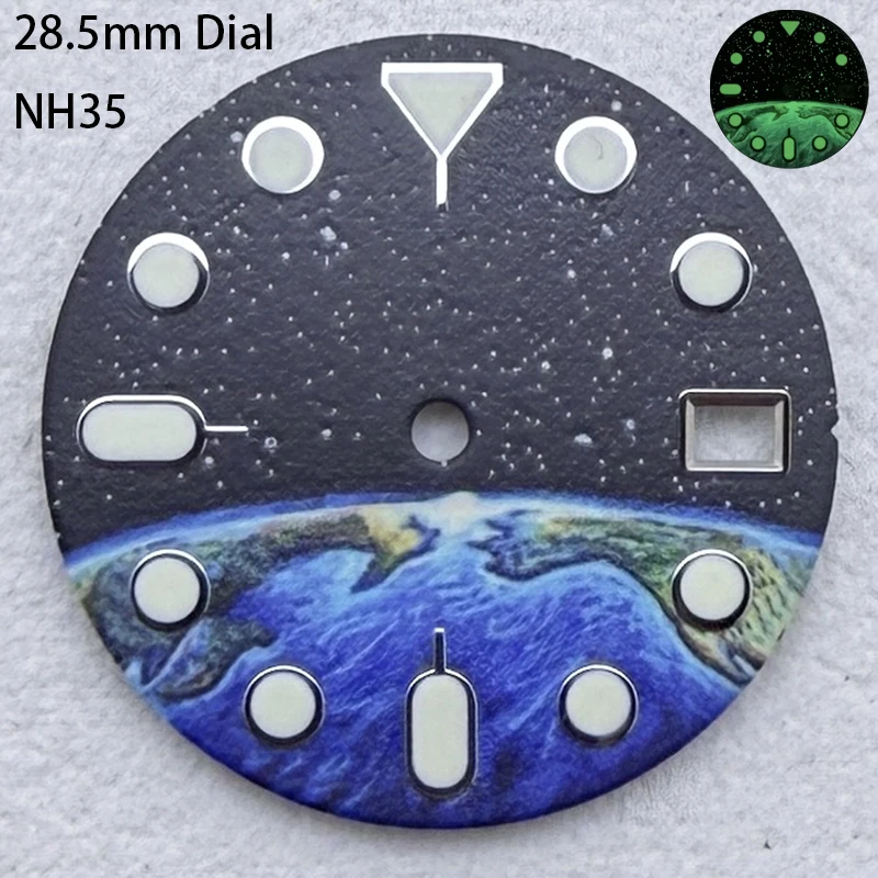 

ТОП-часы 28,5 мм, циферблат, циферблат с землей, новый циферблат для часов-дневник для Seiko NH35/NH36, модифицированный механизм, ремонт