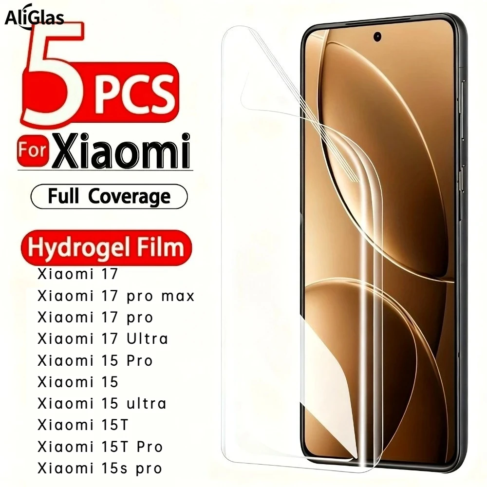 

5Pcs Ultra Hydrogel Film for Xiaomi 17 Pro Max 15 Pro Full Cover Screen Protector for Xiaomi 17 Ultra 15T 15S Pro Hydrogel Film
