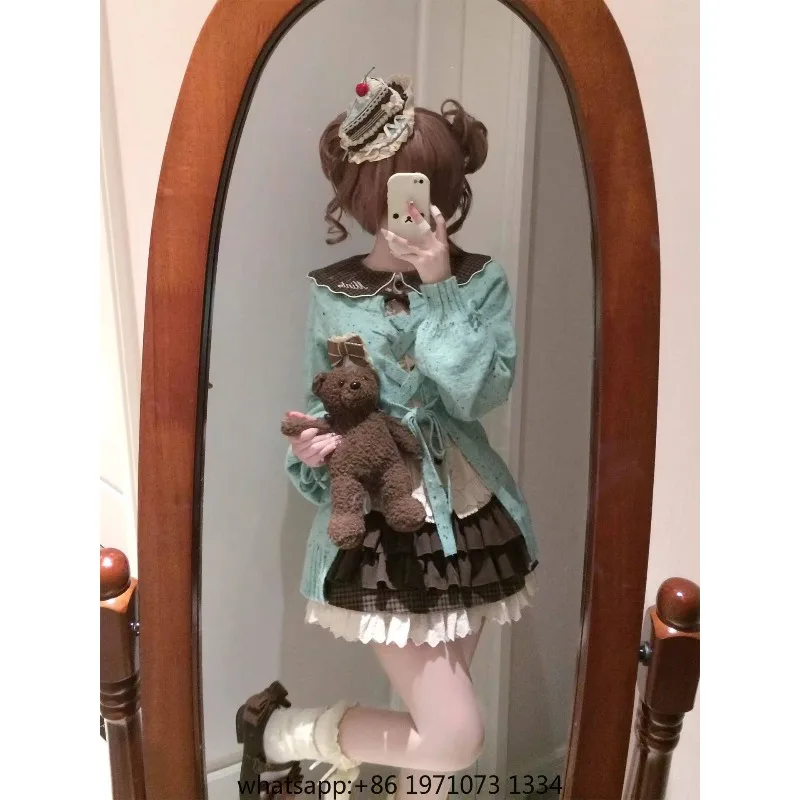 Delicate Color Sweet Girl Style Sweater Three-Piece Set Short Skirt New Autumn Winter Outfit Lolita Skirt Daily Wear
