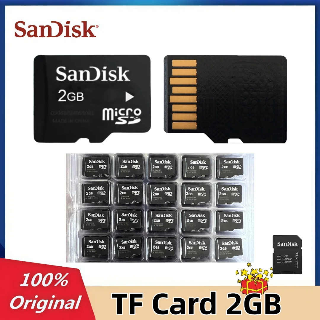 بطاقة SanDisk الأصلية 2GB TF بطاقة تخزين بطاقة الذاكرة الصغيرة لكاميرا الأطفال متوافقة مع بطاقة TF إلى محول بطاقة SD