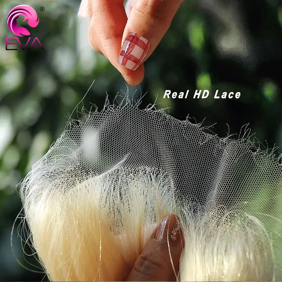 Eva Hair Real HD Lace Frontal #613 Blonde Color 5X5 HD Lace Closure Human Hair Pre Plucked Straight & Body Wave 613 HD Frontals