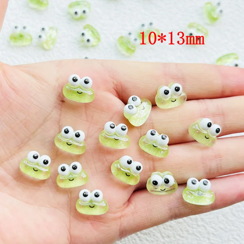 30 Pcs New Cute Mini Cartoon Big Eyes Frog Resin Figurine Crafts Flatback Cabochon Ornament Jewelry Manicure Making Accessories