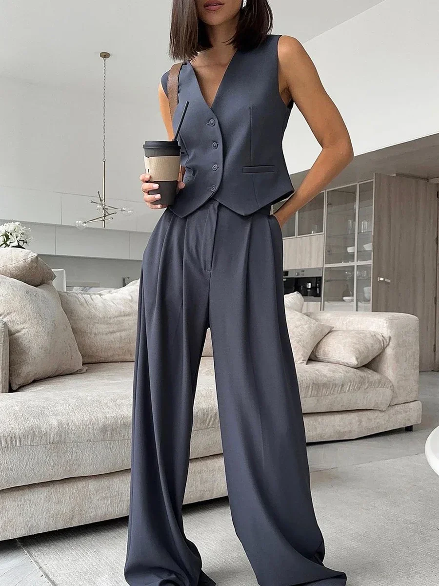 Wolfeel Womem Chic Vest Pants Suit Two-piece Set Office Ladies Chic 2 Piece Sets Womens Outfits Suit Pants Sets