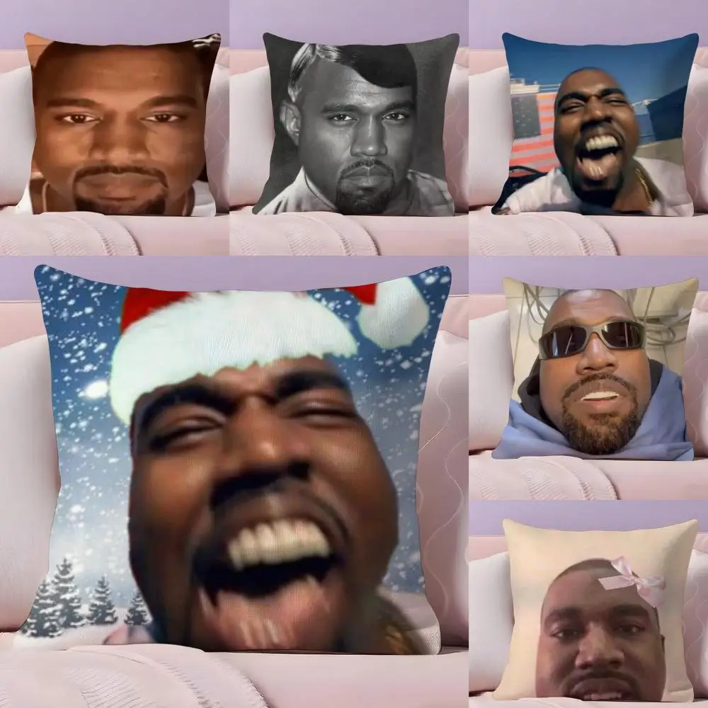 Funny k-kanye meme Pillow Case Silky Short Plush with Invisible Zipper Dustproof Sofa Cushion Cover for Home Decor