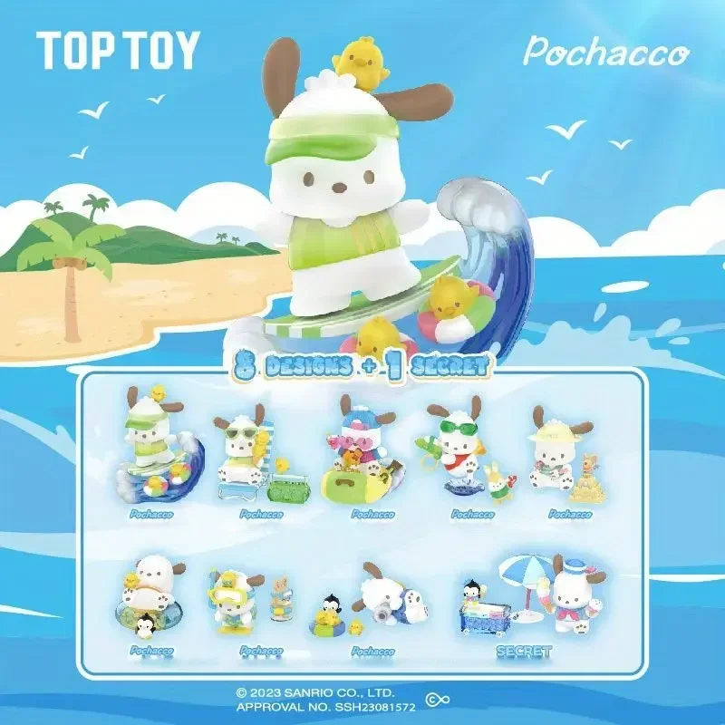 Top Toy Sanrio Pochacco Caixa Cega Mistério Presente Surpresa Estilos Aleatórios Férias Praia Série