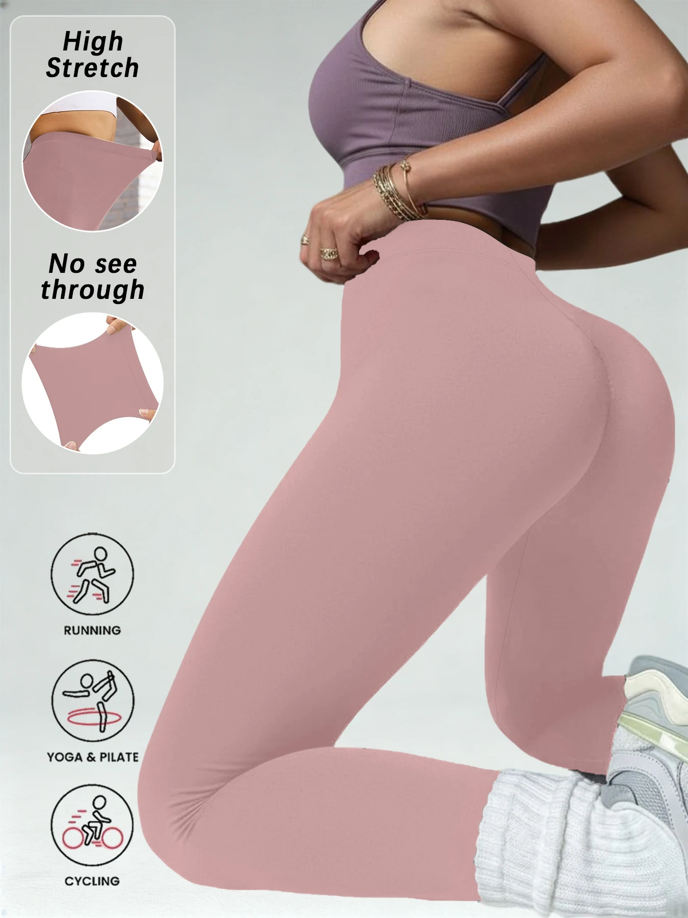 

Super Soft Leggings for Women - High Elasticity Tights for Yoga Running Workout Casual Wear