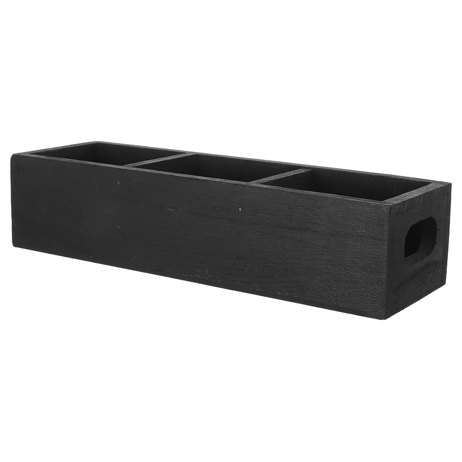 Wooden Tea Bag Storage Box Black 3 Compartment Tea Chest Organizer Sugar Packet Holder Coffee Bar Kitchen Counter Display