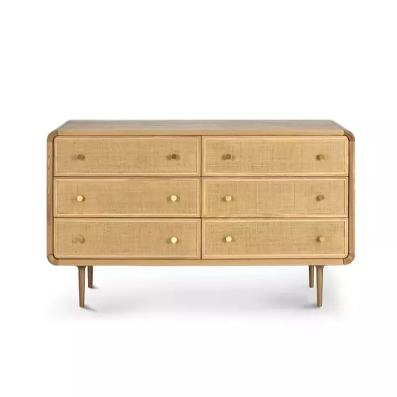 

Nordic solid wood rattan chest cabinet, bedroom drawer storage cabinet, dining side