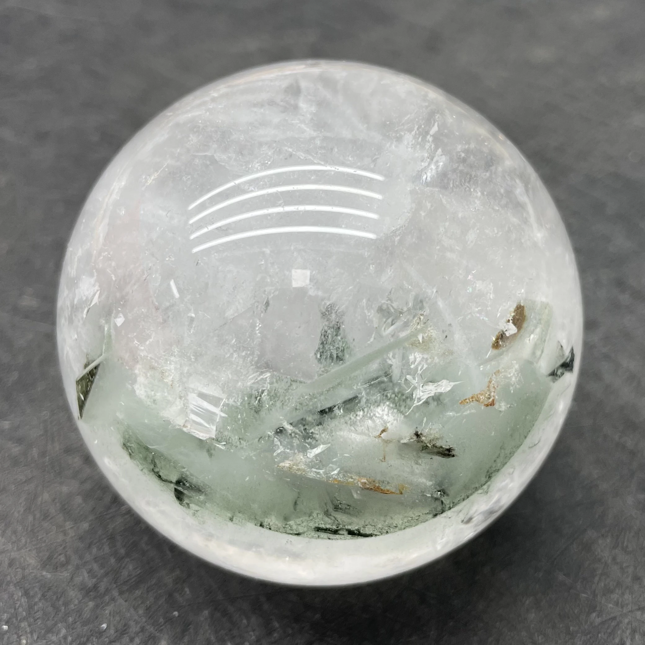 

387g Natural Crystal Ball Green Phantom Decoration Polished Quartz Sphere Reiki Healing B02