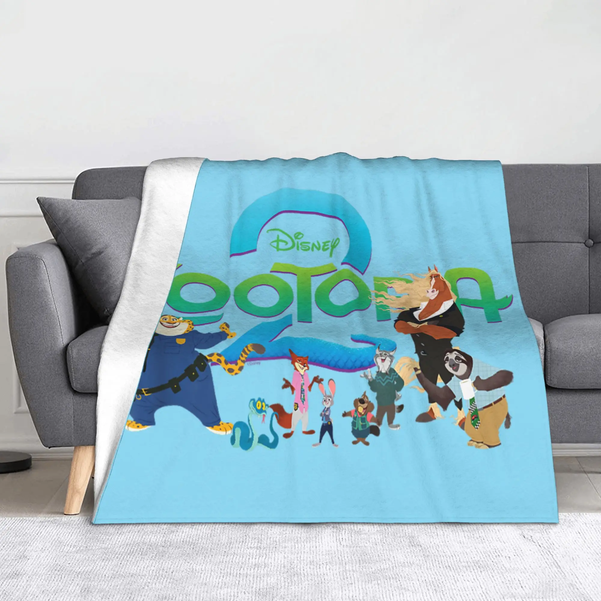 

Одеяла Zootopia 2 с иллюстрированными персонажами, 2025 г., шерстяное забавное мягкое одеяло с героями мультфильмов для дома, ресторана, текстильный декор, путешествия