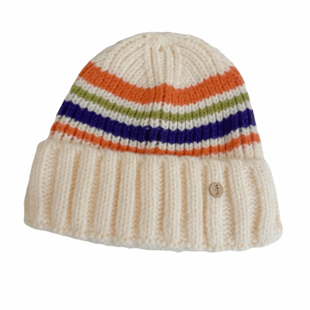 

Vintage Striped Knitted Hat Breathable Trendy Casual Wool Hat Coldproof Korean Style Winter Pullover Hat Spring and Summer