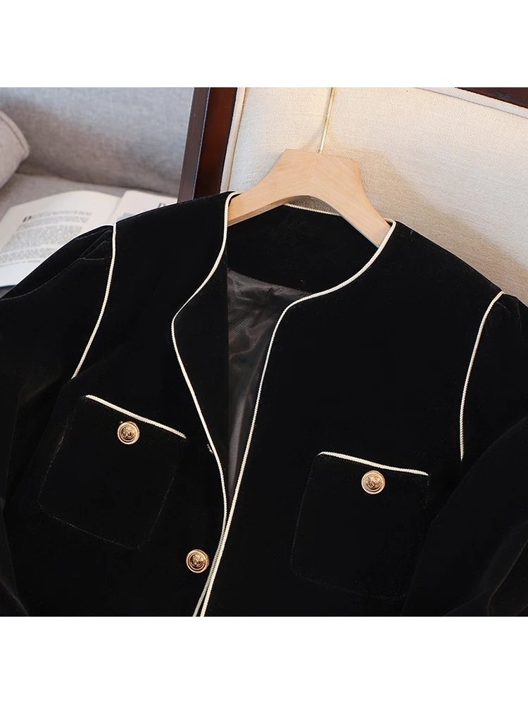 French Chic Vintage Casual Jacket Coat Women's Autumn and Winter Aesthetics Fashion All-Match Loose Single Breasted Coat Lady