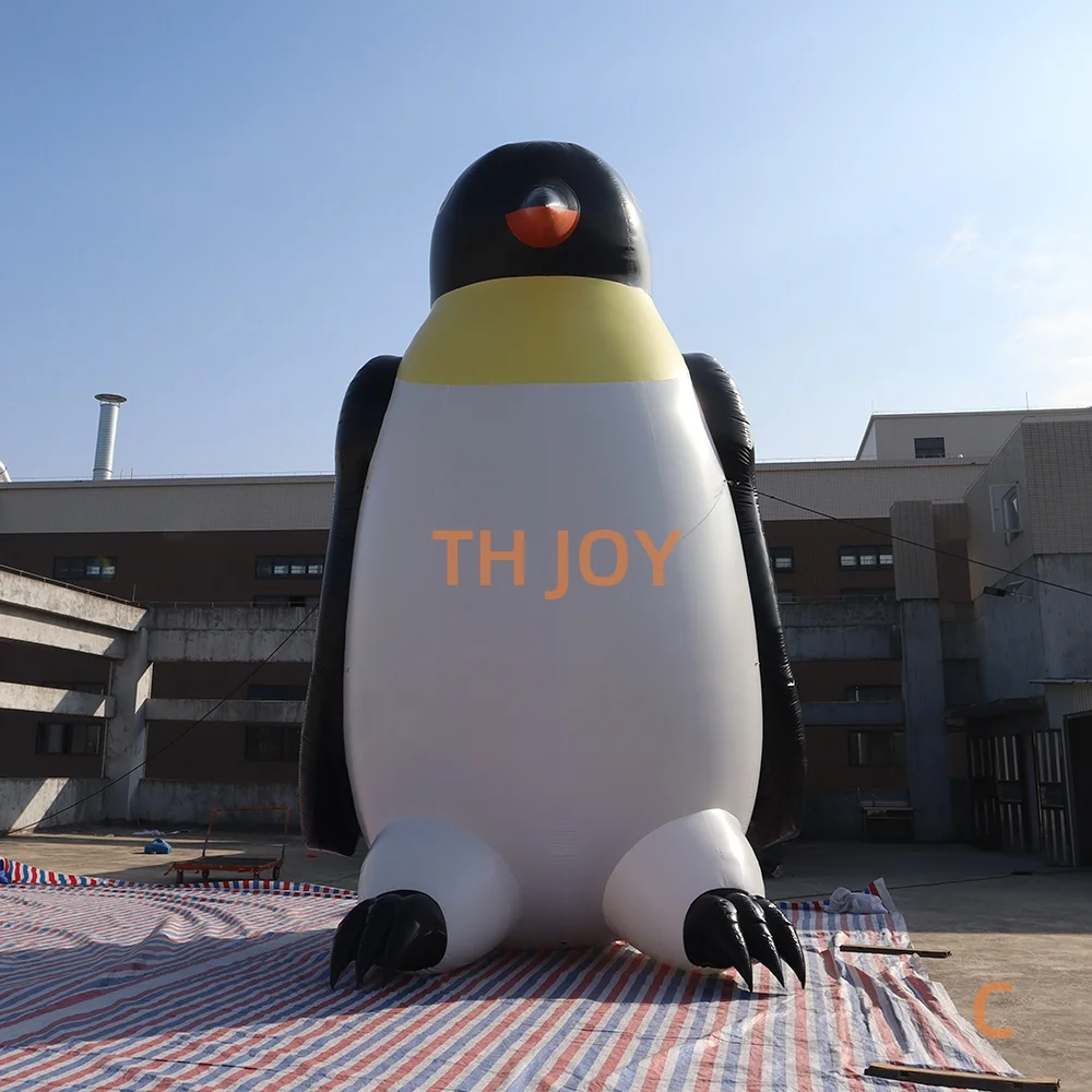 fast air ship to door, 8m high giant inflatable penguin for outdoor decoration, PVC customized penguin balloon for sale