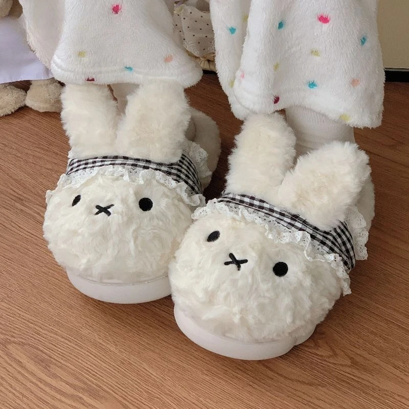 Cartoon Kawaii Miffy Kerchief Cotton Slippers Flat Bottom Autumn Winter Waichuan Prevent Slipping All-inclusive Heel Keep Warm