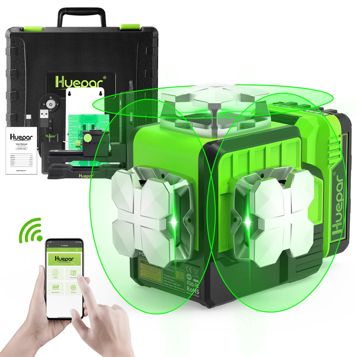Huepar 12-wire green light level high-precision strong light fine line 12-wire light source automatic safety