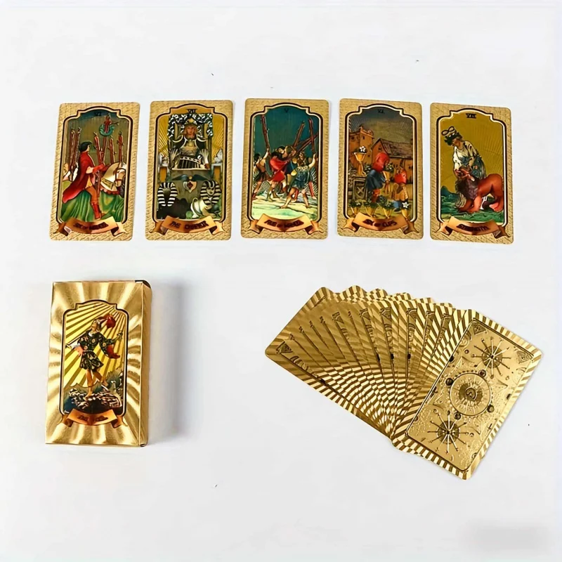 

gold Gold Stamping Waterproof Plastic Colorful Printed Tarot Cards Table Game Leisure Party Gathering Board Game Cards