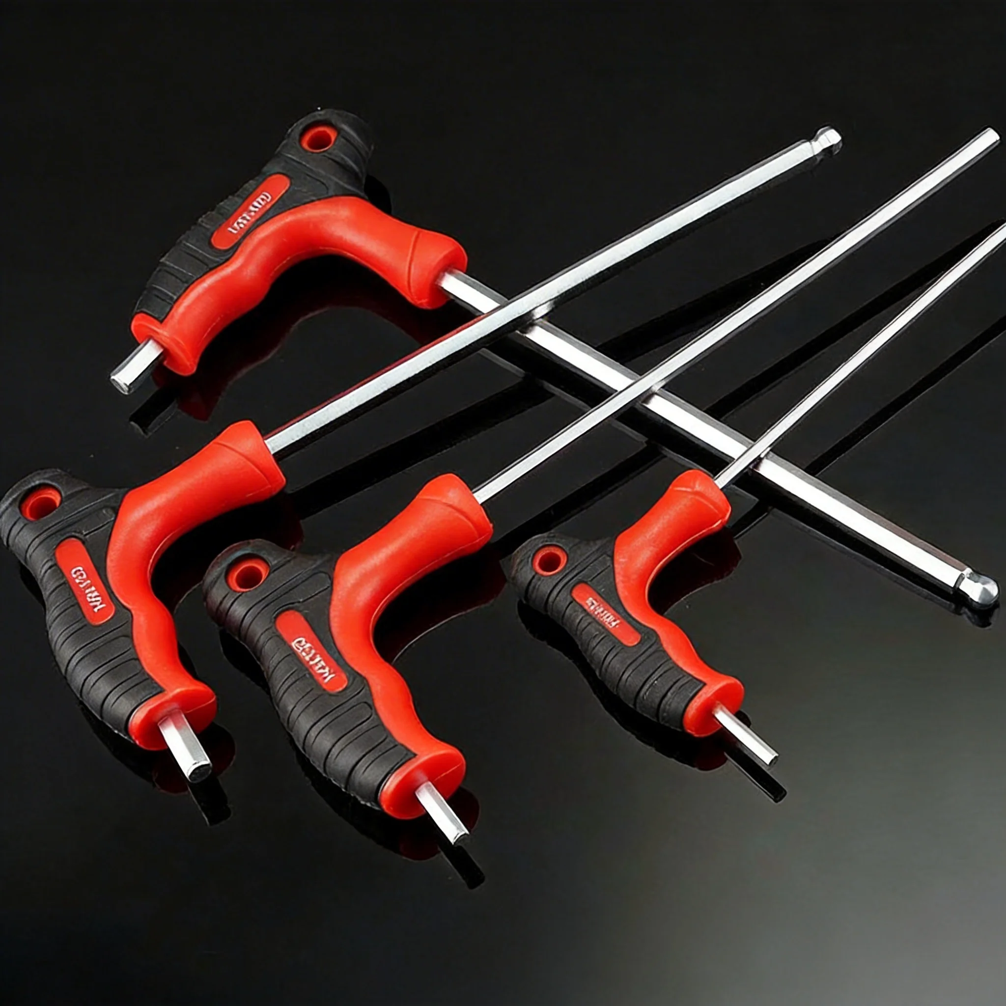 AMR Extended Hardened Chrome Vanadium Steel T-Handle Hex Key Ball End Allen Wrench Long Reach Hexagon Socket Wrench