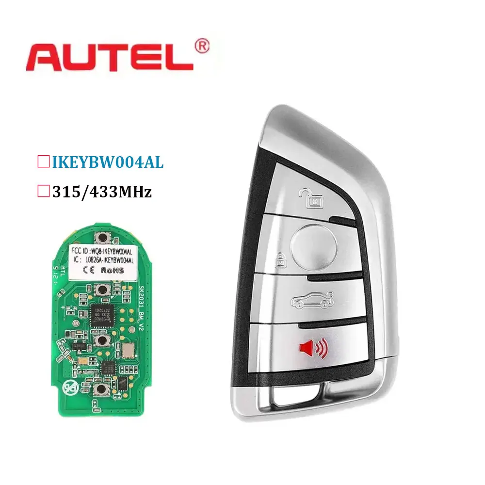 

Autel BW004AL Universal Smart Key 4 Buttons for BMW Ikeybw004al Program with Maxiim Km100 E Key Programmer Razor Style Car Key