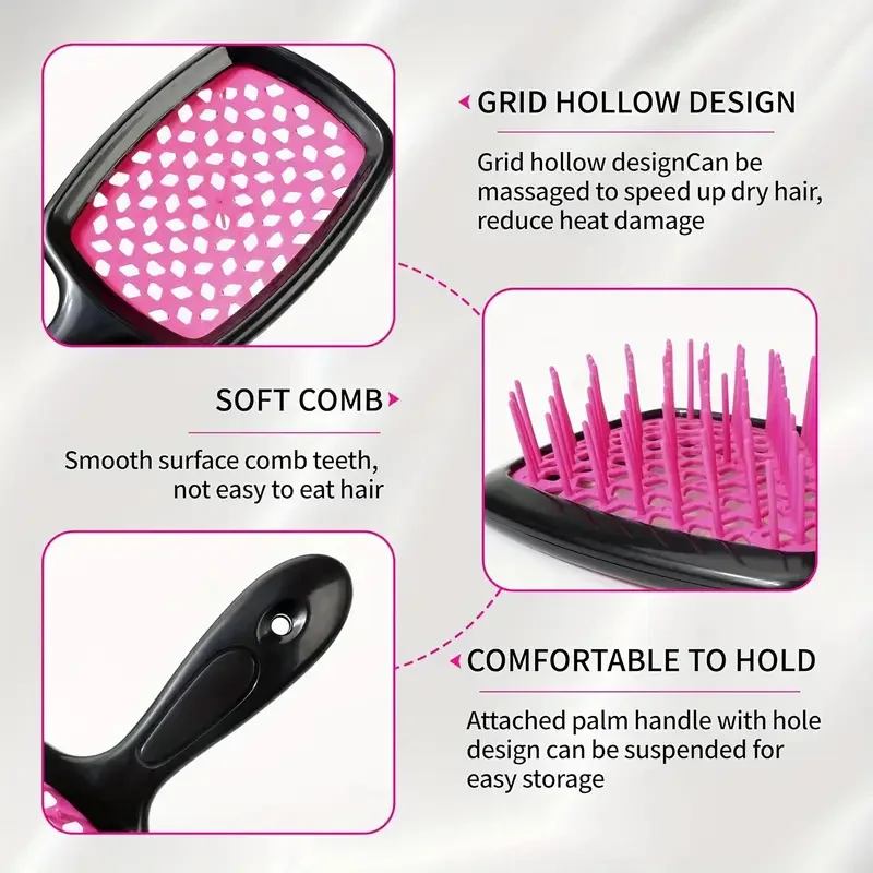 Brosses à coussin d'air pour cheveux bouclés, peigne de massage à LED plus riche, support évidé antistatique, outils de coiffure pour salon