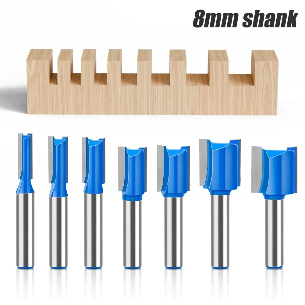 1pc 8mm Shank Straight Bit Tungsten Carbide Double Flute Router Bits Milling Cutter For Wood Woodwork Tool