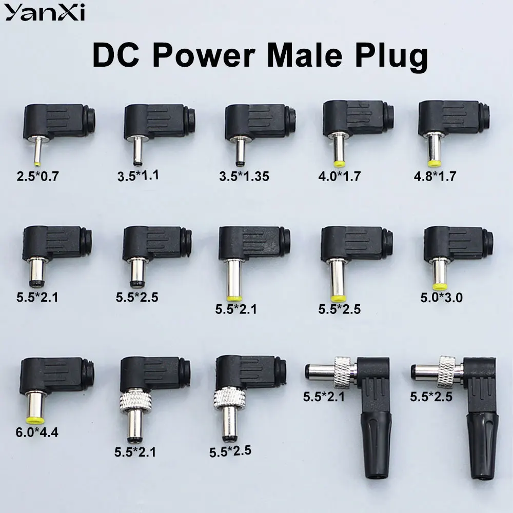 DC Plug 90 Degree Elbow Power Plug Welding Wire Adapter 2.5x0.7 3.5x1.35 4.0x1.7 4.8x1.7 5.5x2.1 5.5x2.5 5.0x3.0 6.0x4.4 6.3x3.0