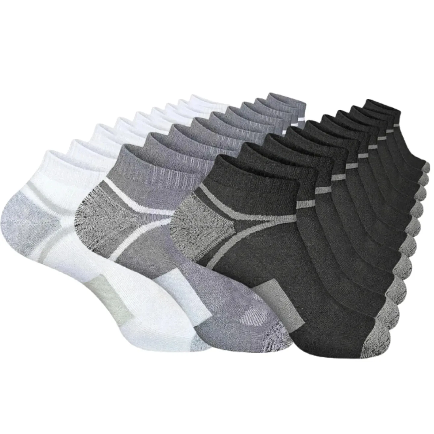 Multi colored mixed and matched side striped men's seasonal shallow socks with anti slip, anti drop, and anti odor properties