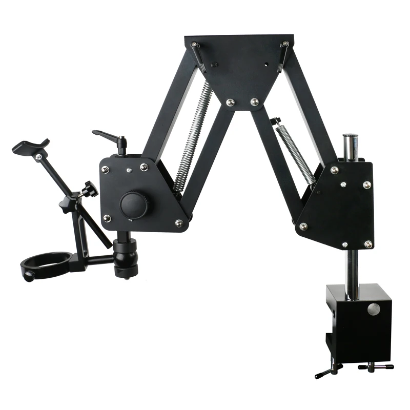 Imagem -03 - Microscópio Ajustável Titular Cabeça Braço Primavera Trinocular Suporte Binocular Detecção de Jóias Estéreo Microscopio Stand 76 mm