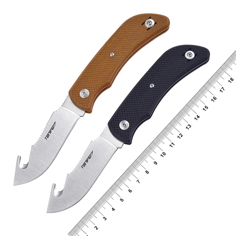 TONIFE Rhinoceros Folding Gut Hook Skinning Knife Aichi AUS-8 Blade Survival EDC Tool Outdoor Camping Hunting Knives