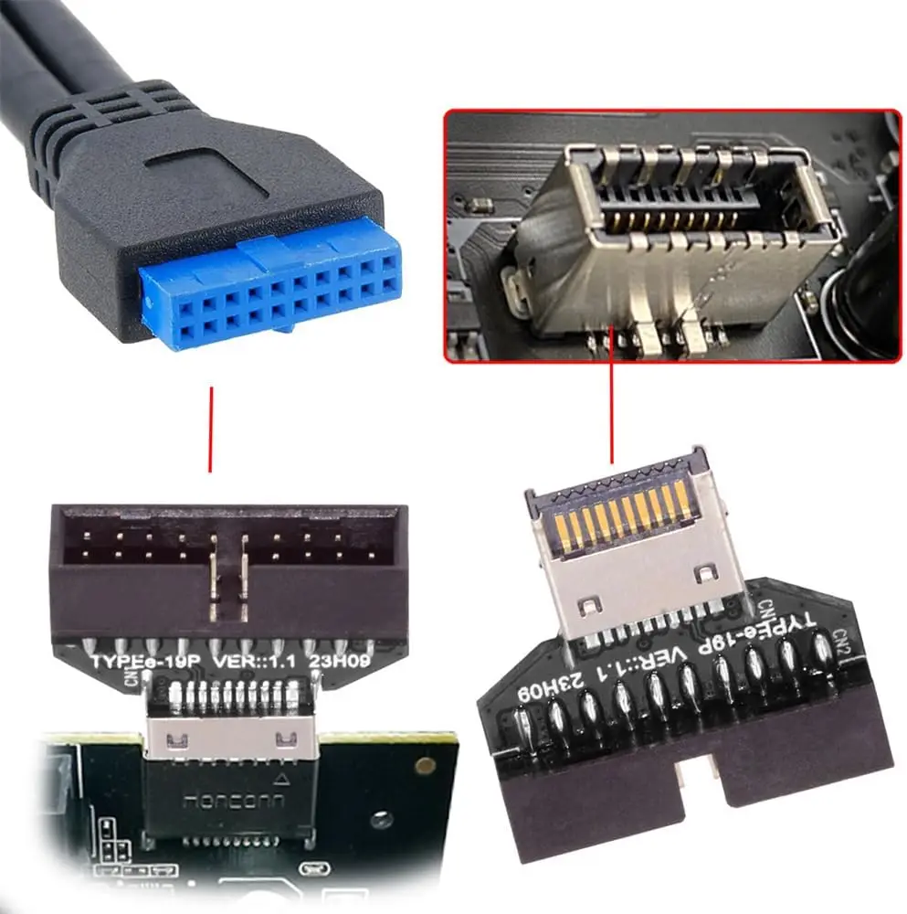 20Gbps USB 3.1 Type-E IDC ソケットフロントパネルヘッダーから 20Pin USB 3.0 ヘッダー延長アダプター、デスクトップマザーボード用