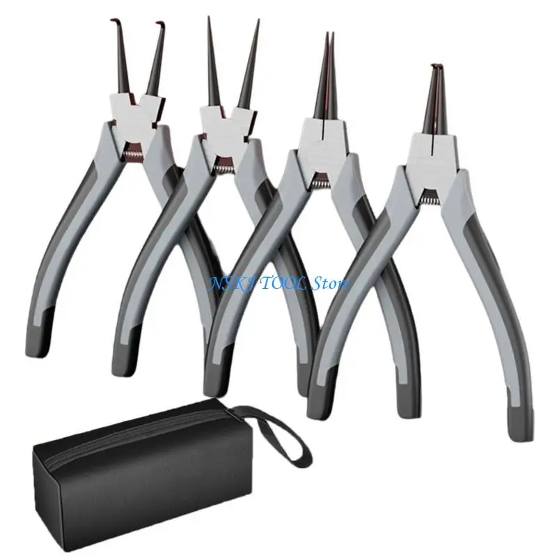 

L8RC Retaining Rings Pliers Set with Comfortable Grip Handle, 4Pcs for Rings Removal, High Carbon Steel, Includes Pouches