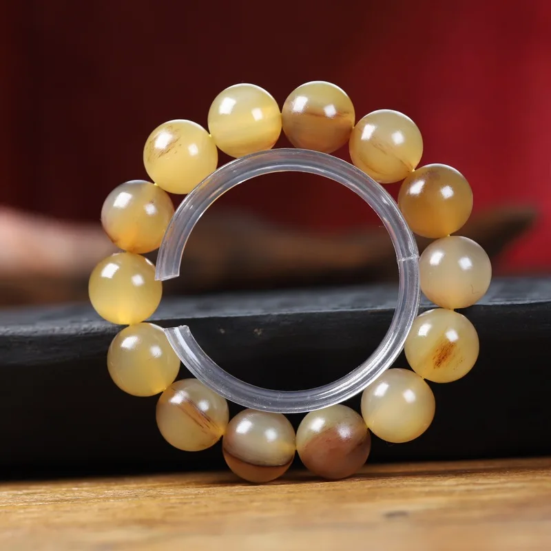 Natural blood-red horn bead bracelet Buddhist prayer beads unisex Tibetan style