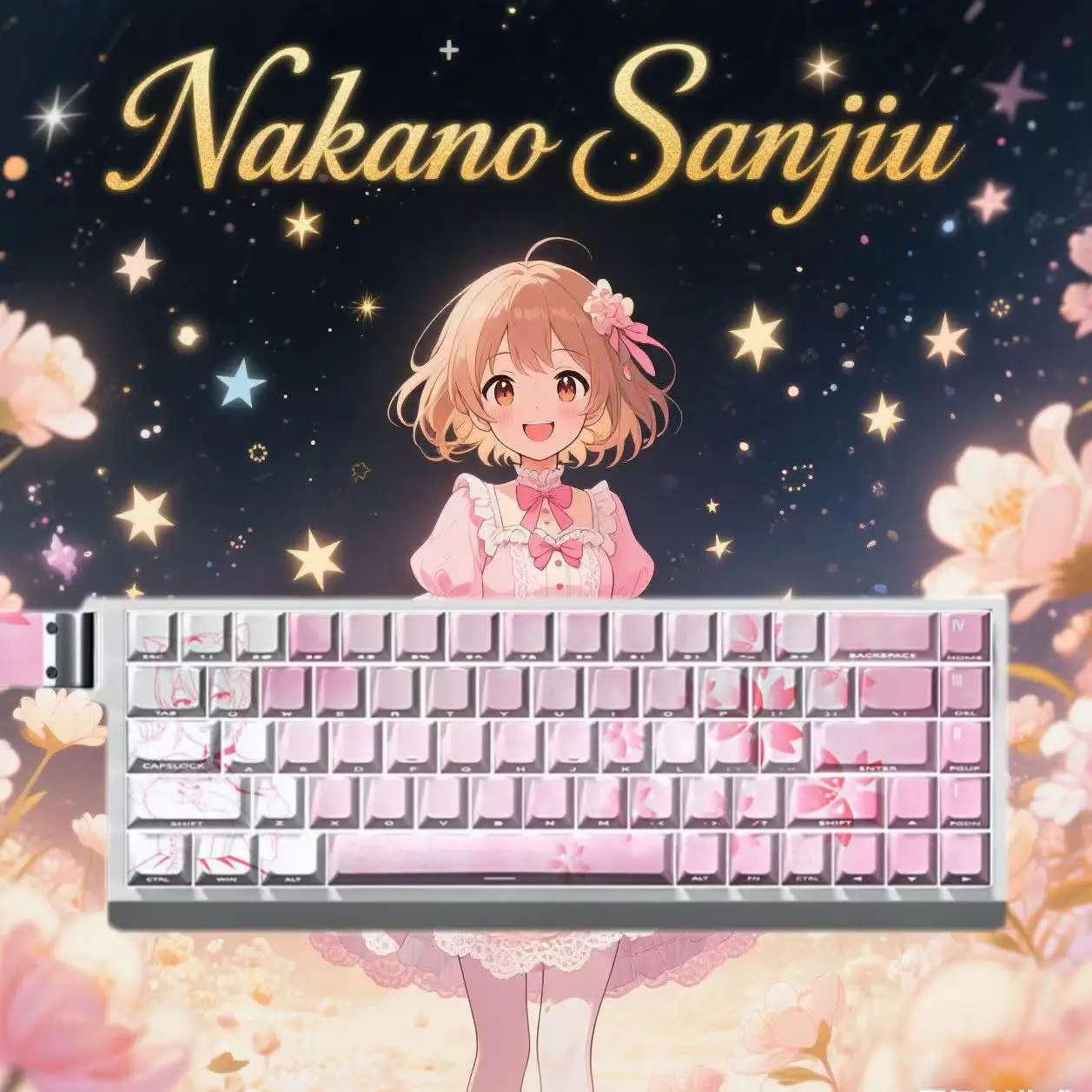 

Nakano Sanjiu Custom Keycaps Cute Anime PBT Cherry Personalized Keycaps for Wooting 60 65 68 Magnetic Axis Mechanical Keyboard