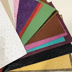 Cow Leather DIY Belt Strap, Leather Bag Fabric, Ostrich Pattern, Embossed Top Layer, Various Colors