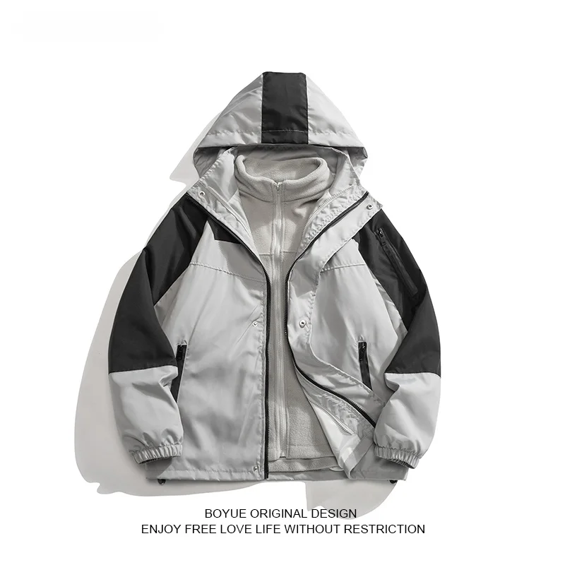

Мужская куртка Boyue Tee-in-One с отстегивающейся внутренней подкладкой, утепленная, теплая, морозостойкая, молодежная мода, весна...