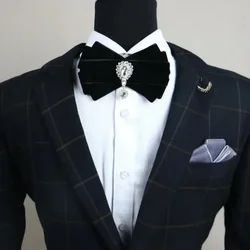 Handmade Bow Tie High-grade Men's Business Banquet Wedding Host Groom Suit Shirt Jewelry Gifts Velvet Bowtie