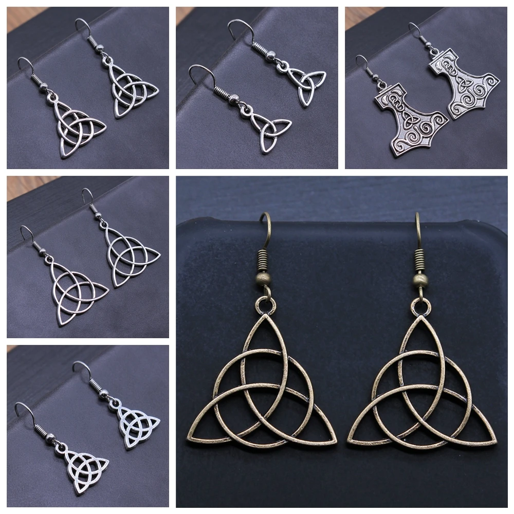 Vintage Triquetra Symbol Lucky Amulet Viking Nordic Odin Symbol Studs Earring Triquetra Earrings For Women Girl Gift