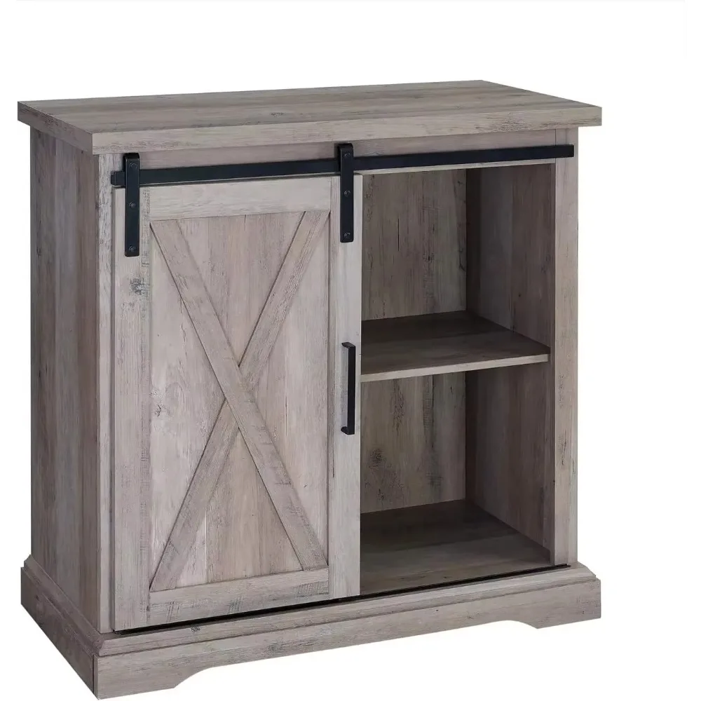 

Abbey Modern Farmhouse Sliding X Barn Door Accent Console, 32 Inch, Grey Wash