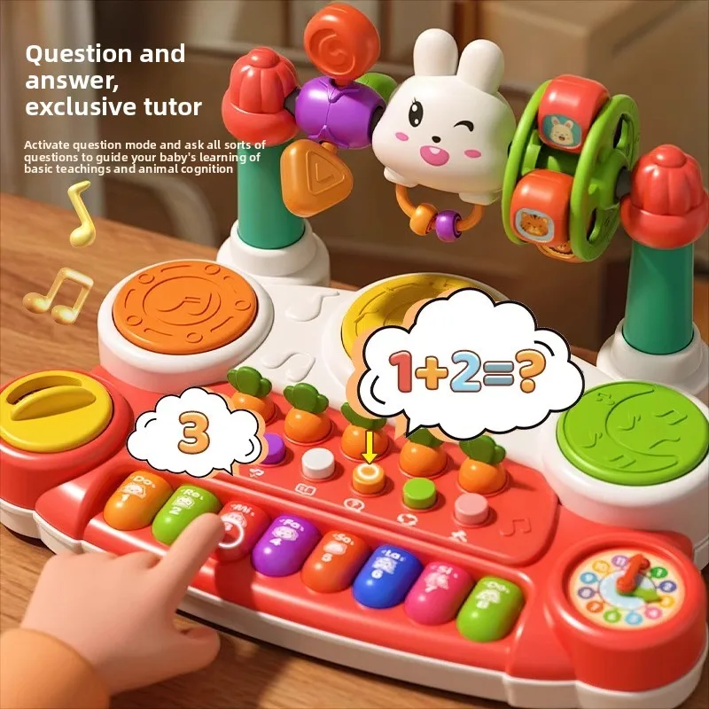 Kids Activity Table, 20-in-1 Educational Learning Toy Desk with Drum and Piano, Early Development Play Set Gift for Toddlers