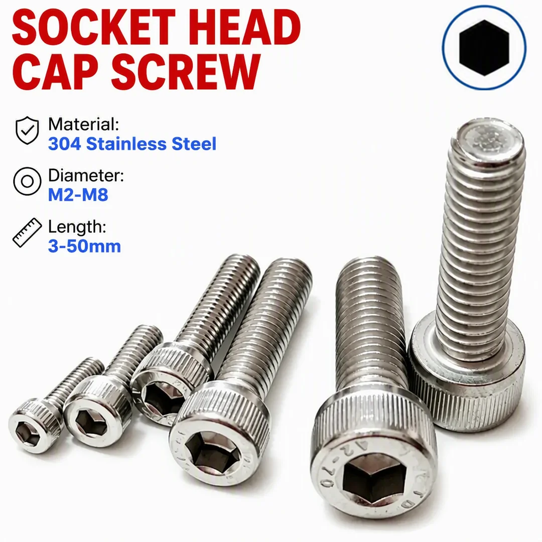 Hexagon Hex Socket Cap Head Screw M2 M2.5 M3 M4 M5 M6 M8 Stainless Steel Allen Bolt DIN912 Hex Screw