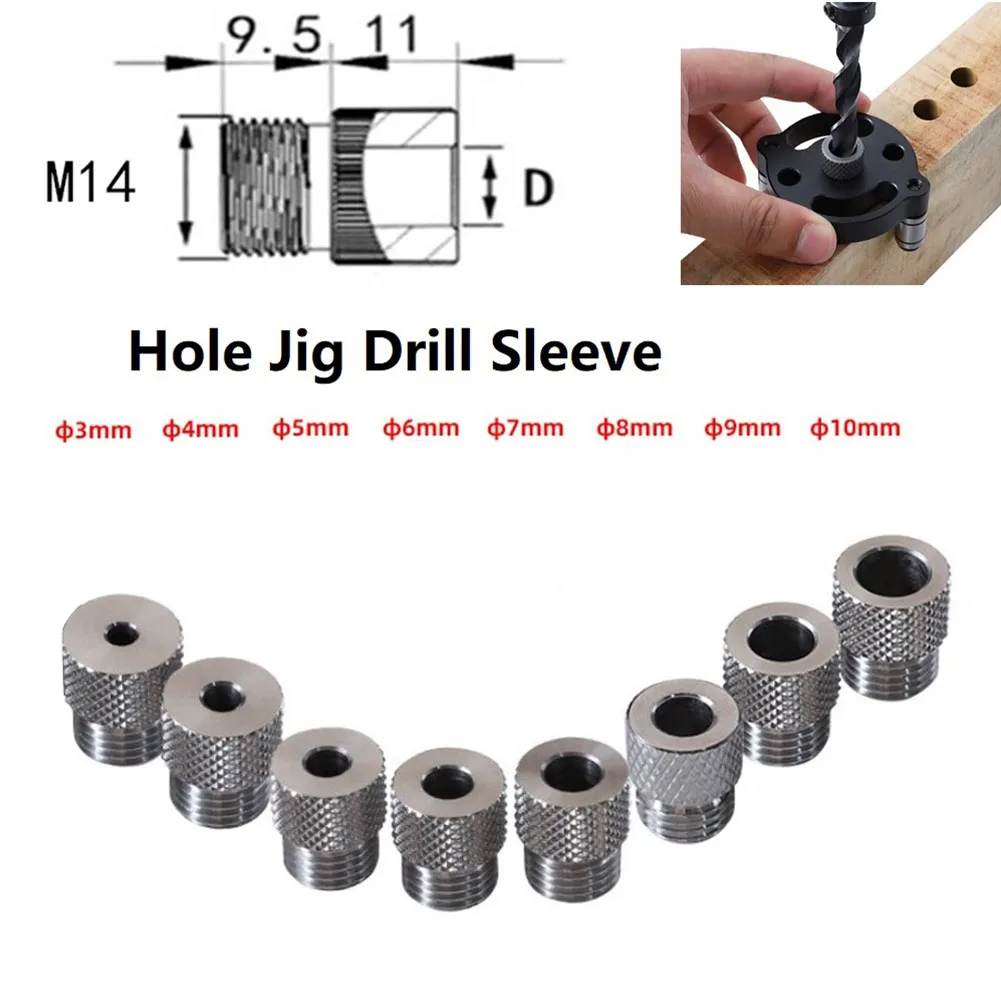 1PC 3/4/5/6/7/8/9/10mm Drill Sleeve Bushing Dowelling Jig Wood Drilling Guide Locator Stainless Steel For Woodworking Drill