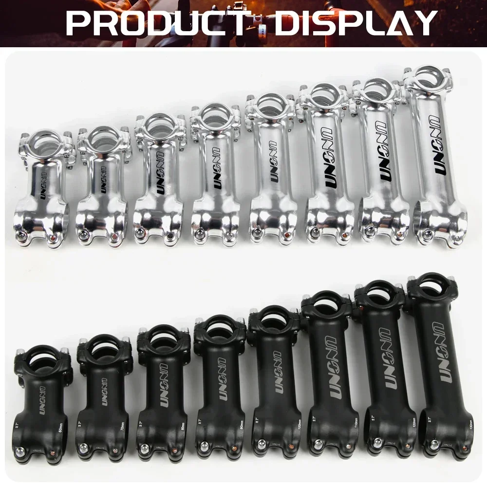 UNO Ultralight  7 Degree Bike Stem 25.4MM 60-130MM MTB Road Stem Bike 28.6 for Fork Mountain MTB Bicycle Kalloy Black Sliver