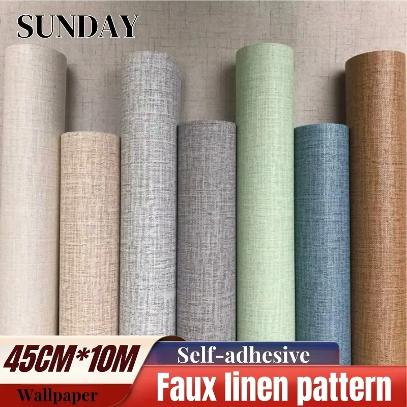 

Самоклеящиеся обои с имитацией льна для украшения гостиной, обои из ПВХ, контактная бумага, ремонт