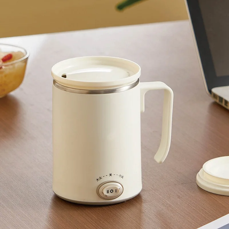 100°C Travel Electric Hot Cup Mini Electric Kettle Portable Keep Warm Kettle Heating Cup Home Office Electric Stew Cup 350ml