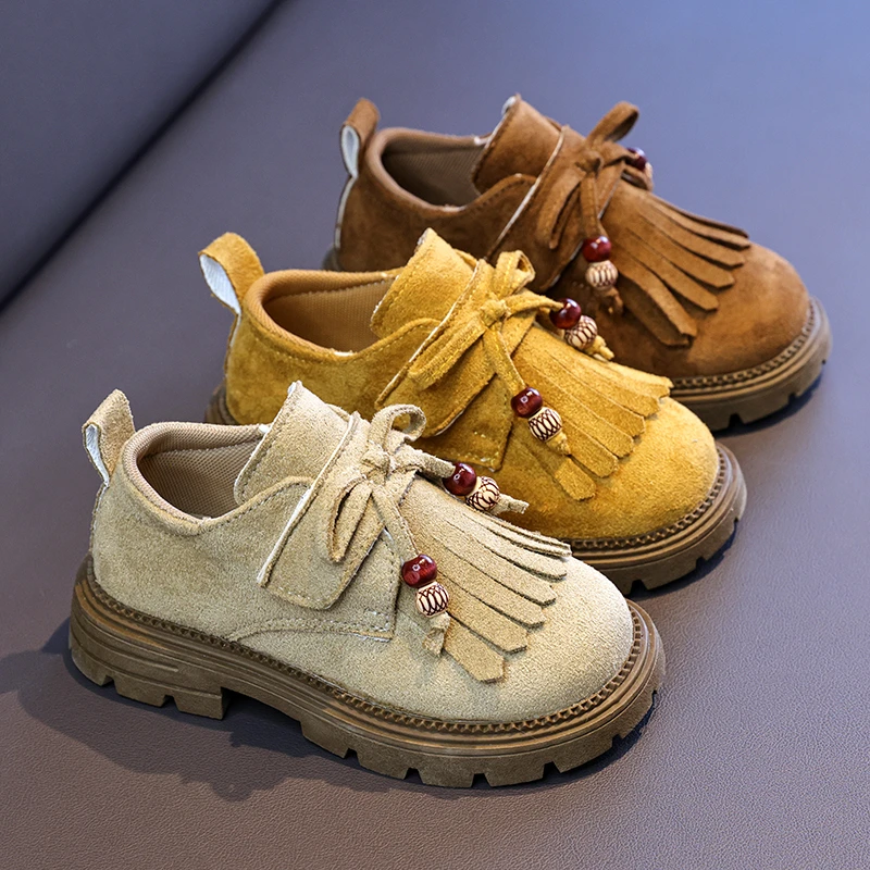 

Классические повседневные лоферы в стиле ретро для девочек, новая модная детская кожаная обувь с кисточками, детская школьная обувь Мэри Джейн на толстой подошве, нескользящая обувь