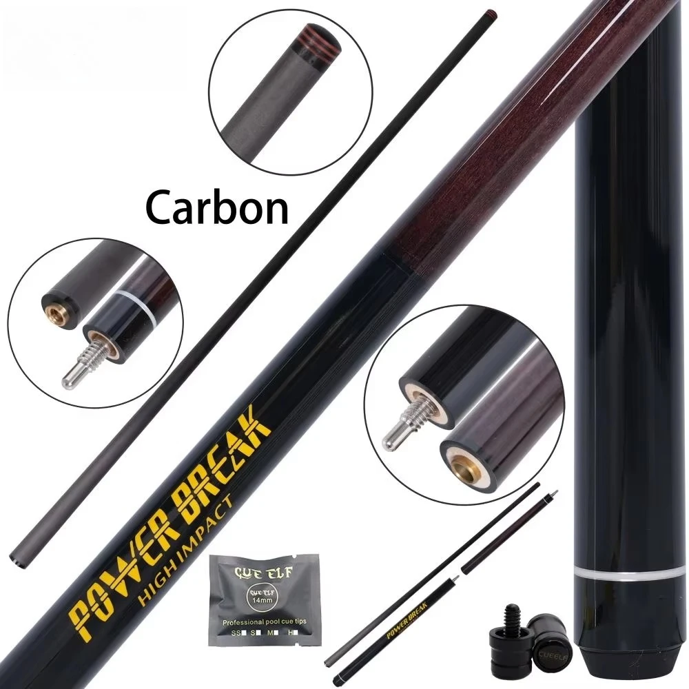 

58-Inch Exquisite Carbon Fiber Pool Cue Stick Brownish Red Jump Break Cue with Quick Release Joints Billiard Cue Sticker