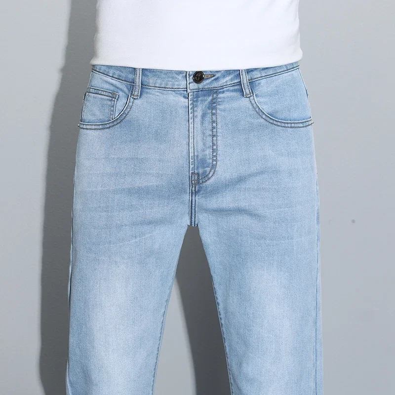 

Новинка 2025 года, мужские джинсы, прямые тонкие трендовые брендовые весенние универсальные высококачественные мужские повседневные длинные брюки