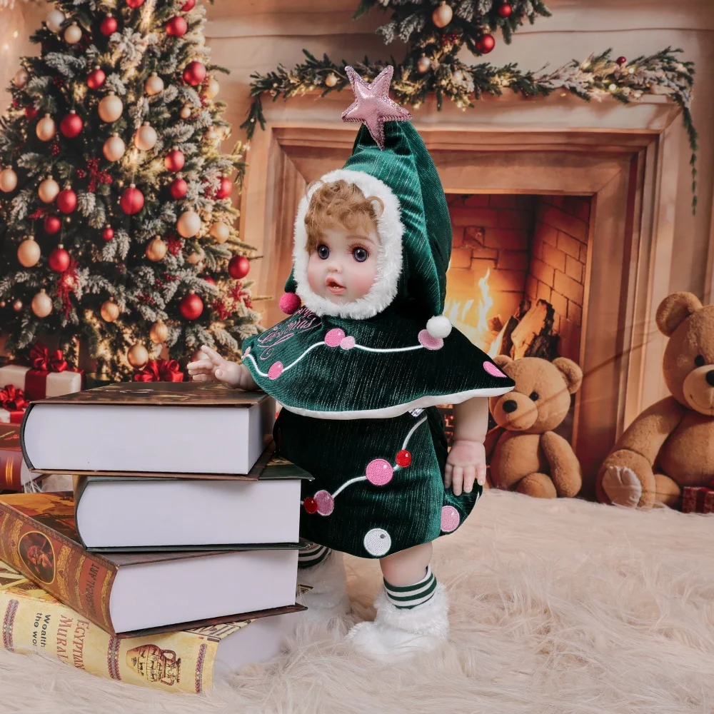 Cloveray 45 cm Originale Full Body Vinile Realistico Reborn Baby Doll 18 pollici Peluche Albero di Natale Realistico Vinile Doll Kid Regalo di Natale
