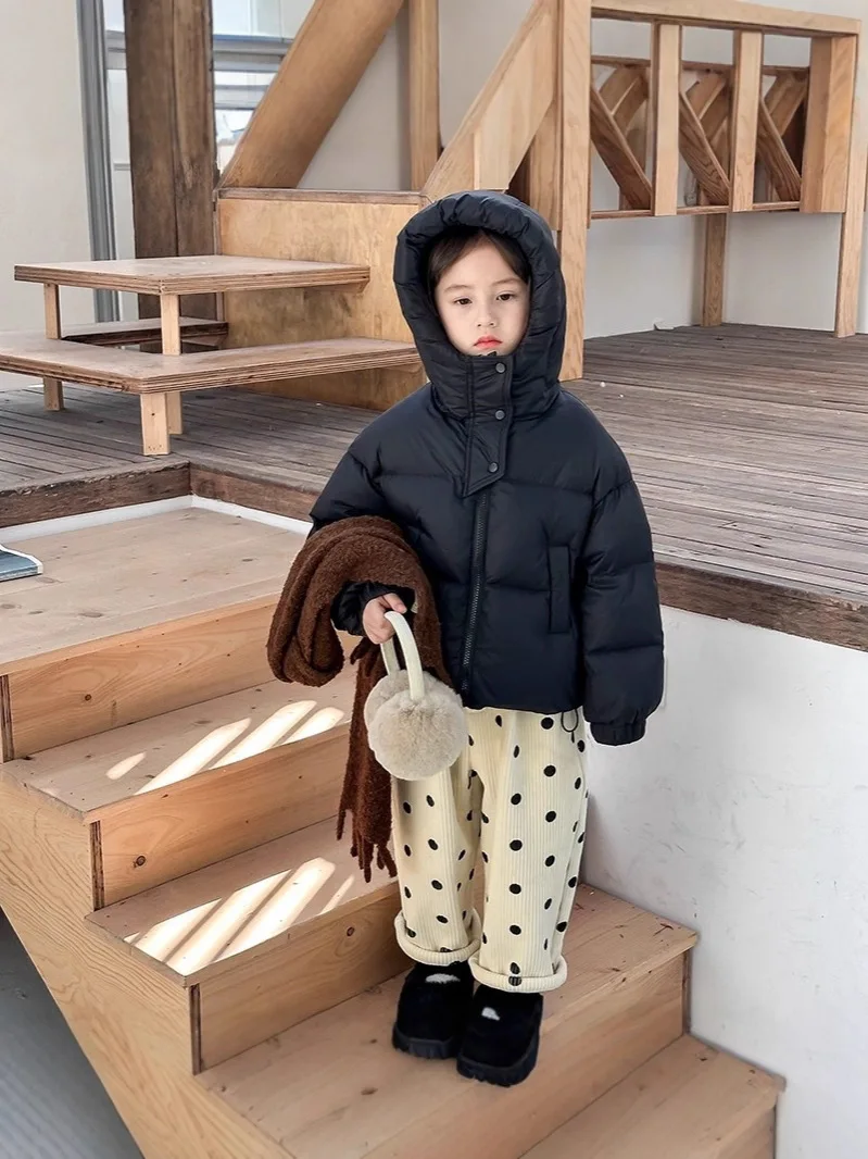 Fashion Baby Girl Boy Long Hooded Jacket Cotton Padded Teens Child Winter Coat Warm Solid Color Outwear Baby Clothes 3-14Y 4