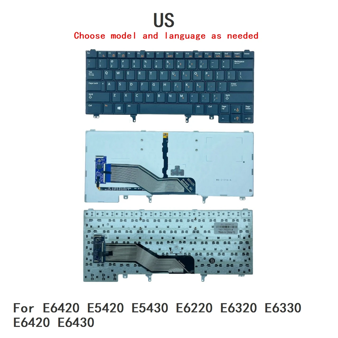 Novo teclado retroiluminado em inglês dos EUA para Dell E6420 E5420 E5430 E6220 E6320 E6330 E6420 E6430 Teclado de substituição NSK-DV2UC
