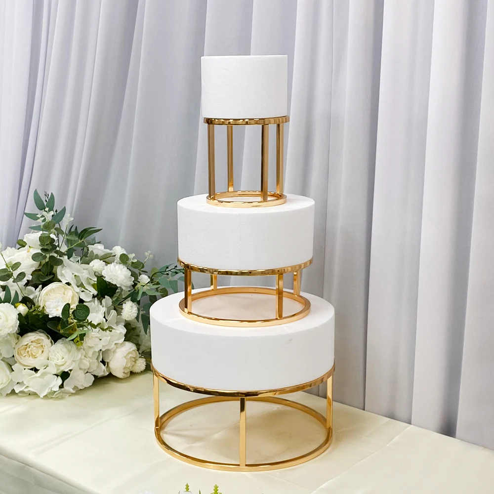 

3 Pcs/set Wedding Cake layer Stand Gold Dessert Cake Stand Set Birthday Decoration Tall Plate Cake Tray